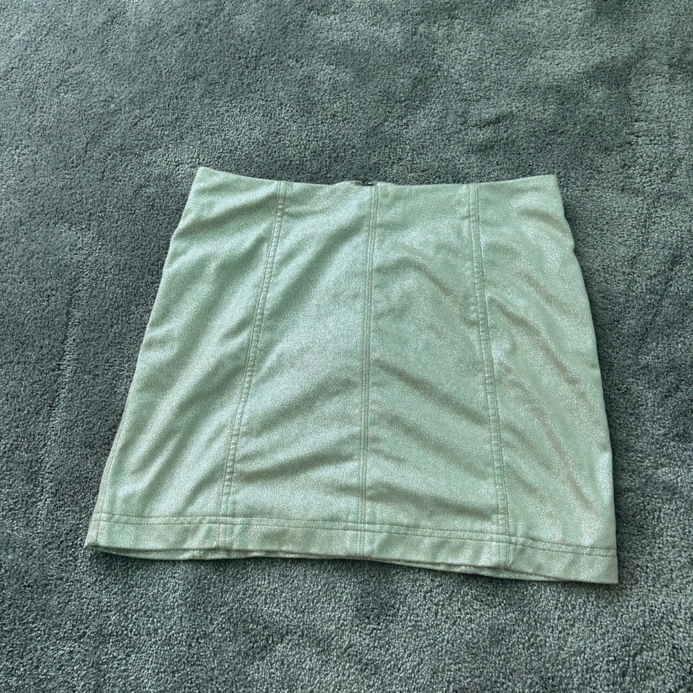 Free people silver metallic mini skirt